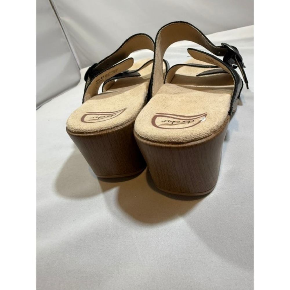 Dansko Black Leather Sophie Slip on Wedge Slide Sandals Adjustable Buckle 41 - Picture 9 of 13